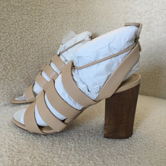 sz 10  New Splendid Brayden Lace Up Sandals Block Heel Black Leather Gladiator - Picture 7 of 9